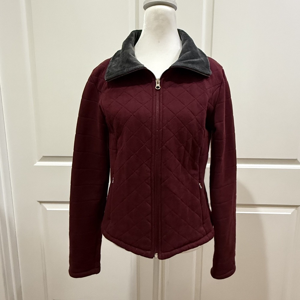 The North Face Caroluna Jacket Quilted Full Zip Fleece Burgundy‎ Womens M